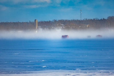 Bay of Quinte with blowing snow. Lightroom dehaze applied 2022 February 19.