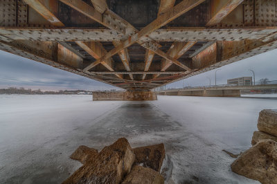 Underneath the Canadian Pacific Railway Bridge over the Moira River