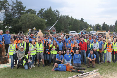 Carvers and some of the 100 volunteers at the end of the day