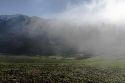 Fog rolled in and out during the hike