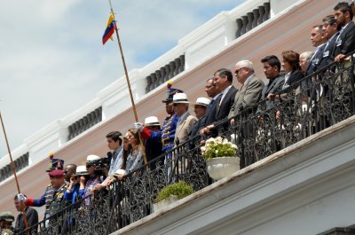 Former President Mr. Correa in the celebration of flag day