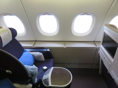 Malaysian Airlines business class seat on Melbourne to Kuala Lumpur flight
