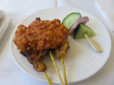Malaysian Airlines satay sticks in business class