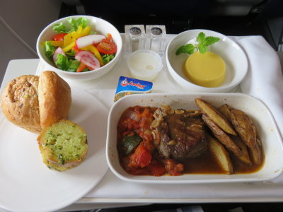 Malaysian Airlines business class meal Bangkok to Kuala Lumpur