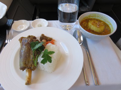 Garuda Airlines business class meal Melbourne to Denpasar