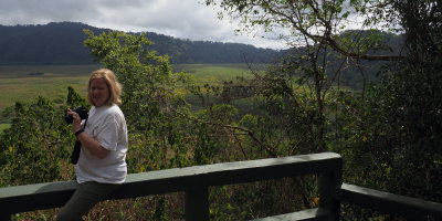 Elizabeth at the Ngurdoto crater on Mount Meru