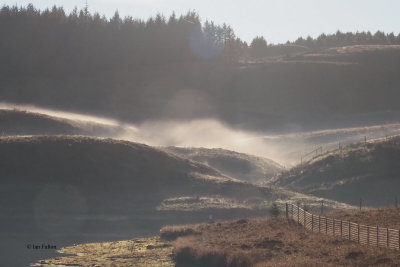 Mist hanging over the moorland