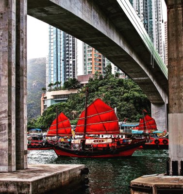 Restored sailing junk Dukling, Hong Kong
