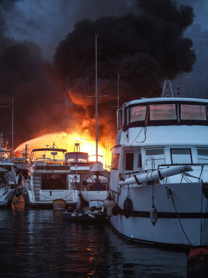 Fire in Hong Kong's Aberdeen Typhoon Shelter