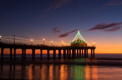 Manhattan Beach Pier with Christmas Lights