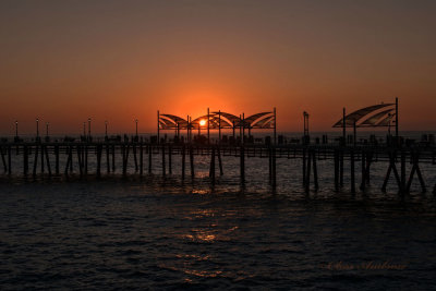 Sunset at the Redondo Pier with Haze on the Horizon