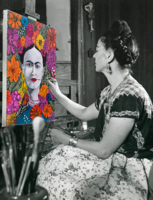 Frida paints Frida