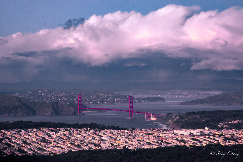 arial view of San Francisco at setting sun