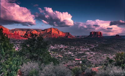 red rock country at sunset