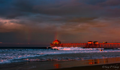 dawning at Huntington Beach Pier