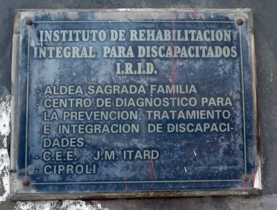 Plaque on front wall. 
