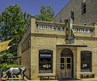 Honey's Diner (woodfired pizza) with a skeleton cow
