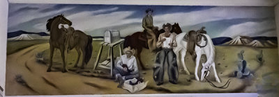 Cowboys Getting Mail: . On the interior wall of the Giddings, Texas Post Office