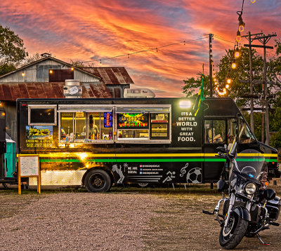 The Jamaica food truck in the evening