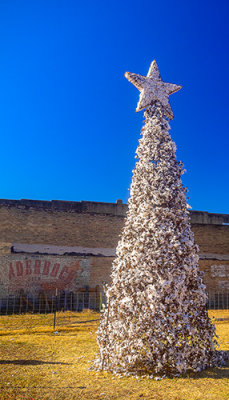 Christmas Tree made from raw cotton.