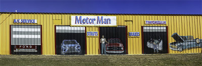 Todays effort. A two shot panorama of the mural on the Motor Man Garage, Round Rock, TX (1/28)