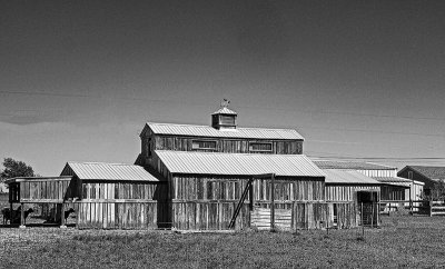 Wooden  barn in Black and white.