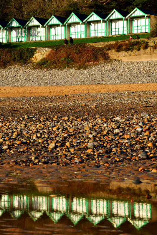 Beach hut reflections. Langland Bay, Gower.