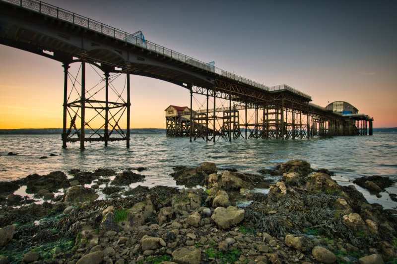 Mumbles Pier at low tide.