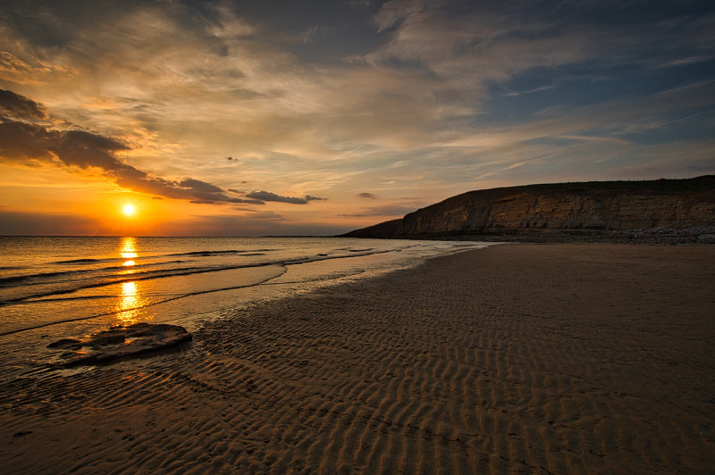 Sunset and ripples.