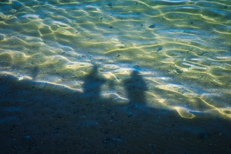 Our shadow in Swansea Bay.