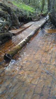 Old Leat and colliery feeder pipe near Bwllfa Colliery.