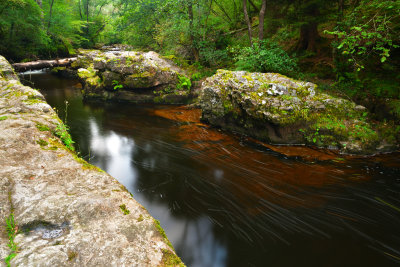 Deep point of the river bed.