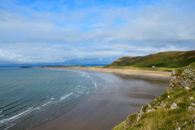 Wide view of Rhossili Bay.