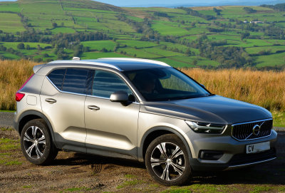 Volvo XC40 in the Carmarthenshire countryside.