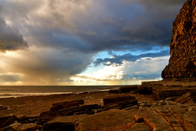 Rain showers in the Bristol Channel.