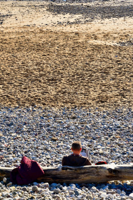 Enjoying the November sunshine, Langland Bay.