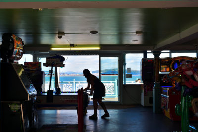 Through the arcade to the bay beyond.