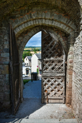 The 600 year old defensive gates of Hay Castle.