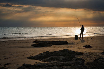 Evening fishing at Ogmore-by-Sea.