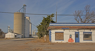 Helen, Oklahoma Concrete Grain Elevators.-North Side.