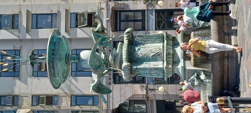 Stork Fountain, host to a traditional dance for newly qualified midwives