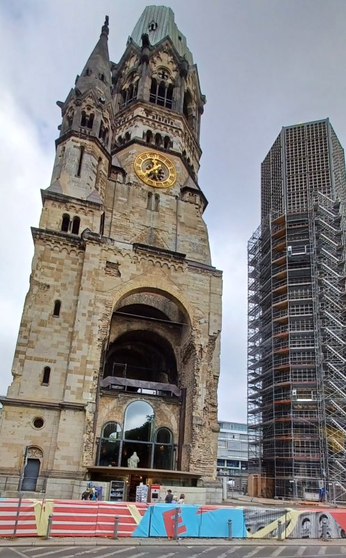  Kaiser Wilhelm Memorial Church, badly damaged spire not rebuilt as a reminder of World War II