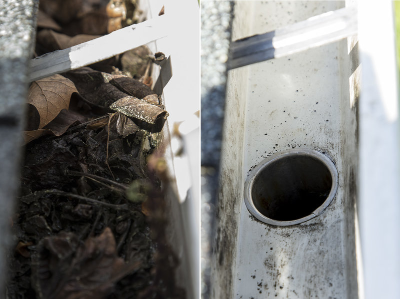 3/27/2019  Aluminum Rain Gutter before and after cleaning