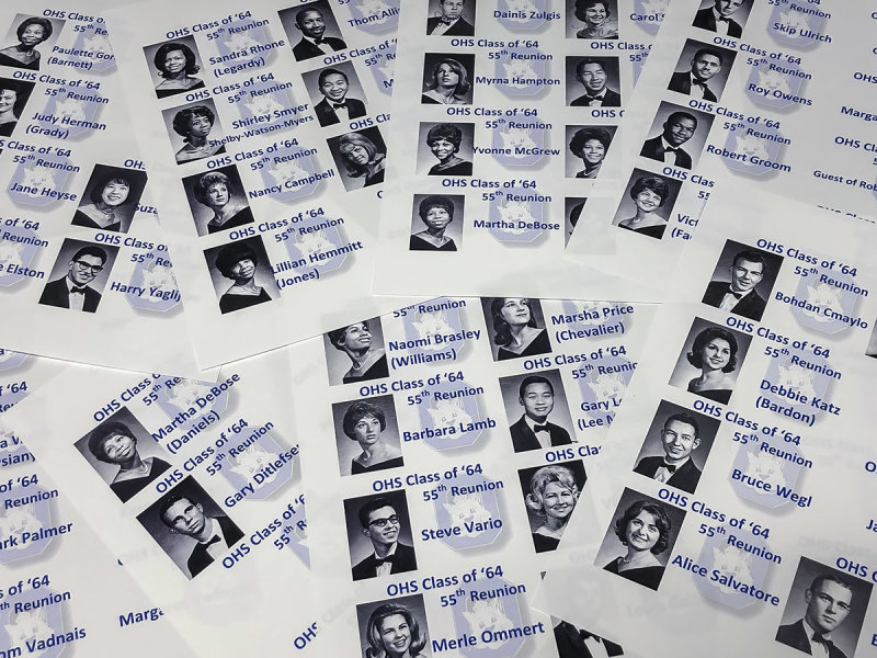 7/28/2019  Name tags for 55th High school reunion