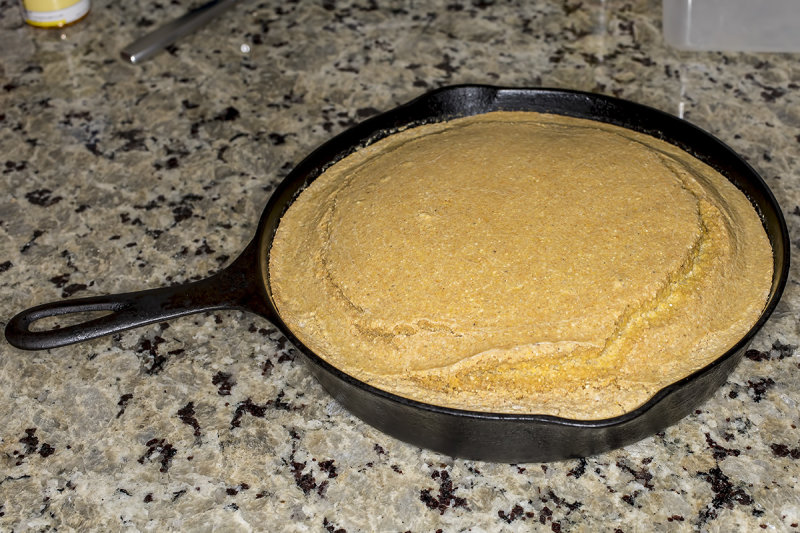 4/11/2020  Cornbread baked in a cast iron skillet