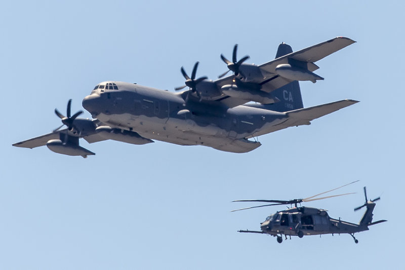 5/25/2020  Memorial Day flyover of a Lockheed HC-130J Combat King II and two Sikorsky HH-60G Pave Hawks