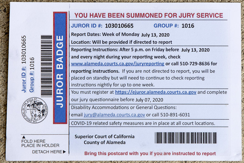 7/13/2020  Jury Service