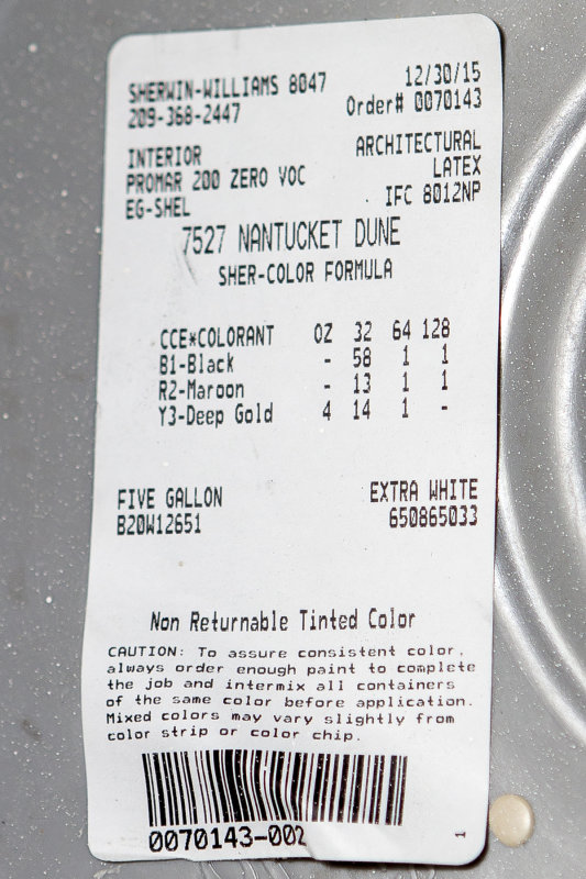 Sherwin-Williams 7527 Nantucket Dune Egg Shell for the walls