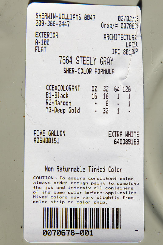 Sherwin-Williams Exterior A-100 Flat SW 7664 Steely Gray