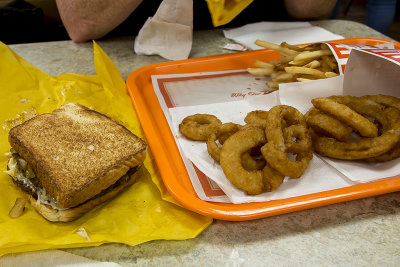 Whataburger Patty Melt and Onion Rings